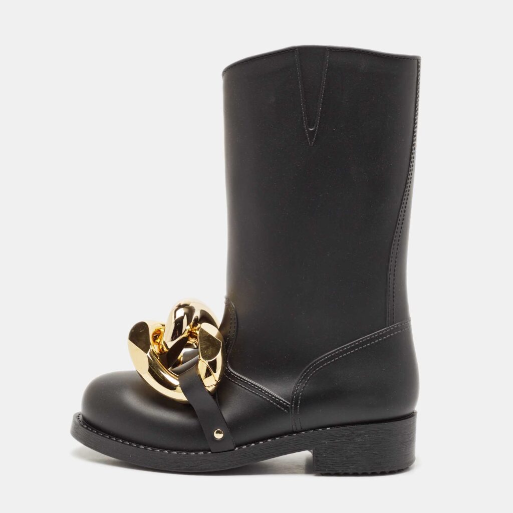 luxury-women-j-w-anderson-new-shoes-p1133685-003 J.W.Anderson Black Rubber Chain Rain Boots Size 38