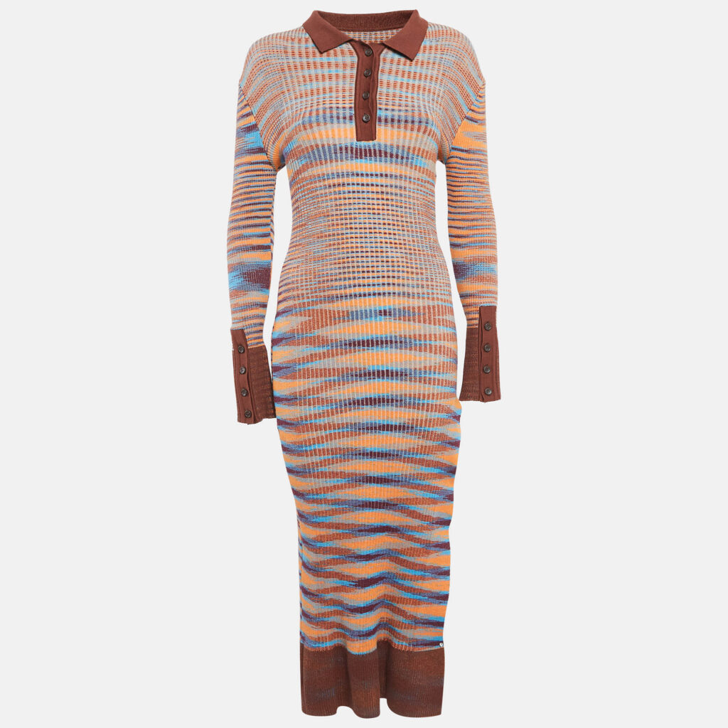 luxury-women-jacquemus-new-clothes-p1042107-001 Jacquemus Brown Rib Knit La Robe Zucca Midi Dress M