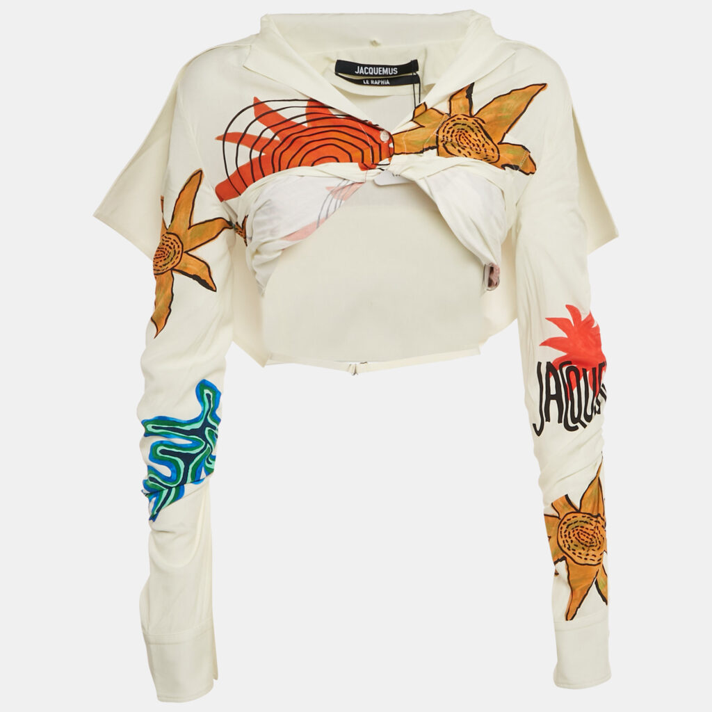 luxury-women-jacquemus-new-clothes-p1134934-003 Jacquemus White Printed La Chemise Meio Crop Shirt S