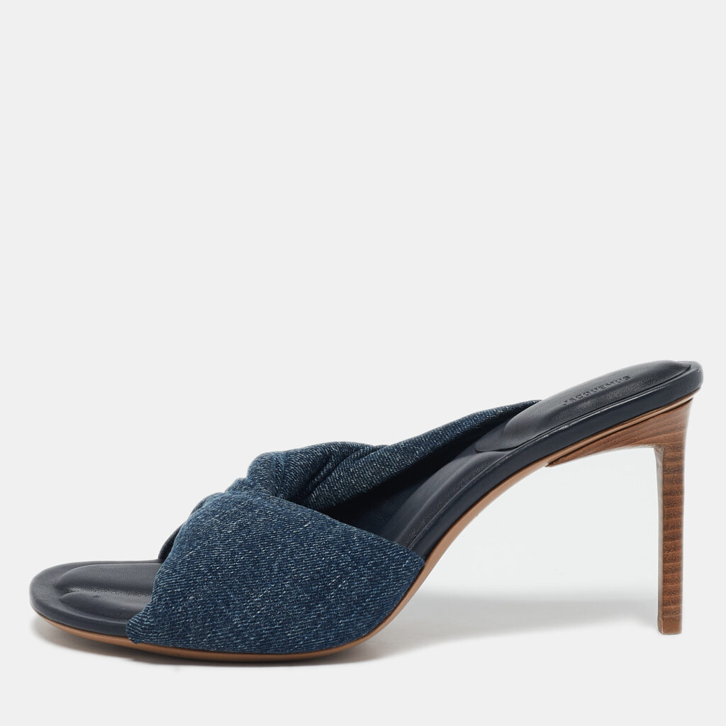 luxury-women-jacquemus-new-shoes-p1129699-001 Jacquemus Blue Denim La Banana Slide Sandals Size 40