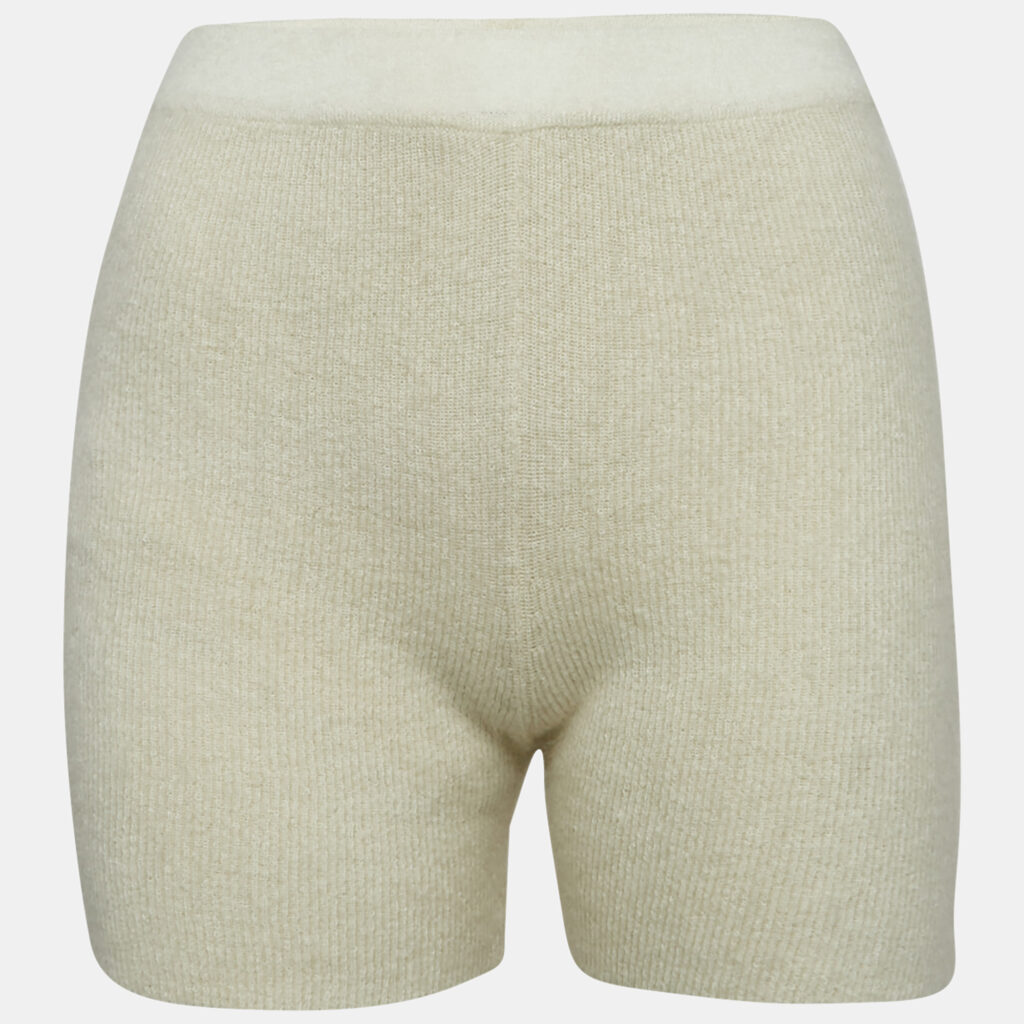 Jacquemus Cream Textured Rib Kit Shorts M