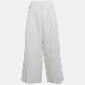 Jacquemus Off-White Linen Wide-Leg Cropped Pants L