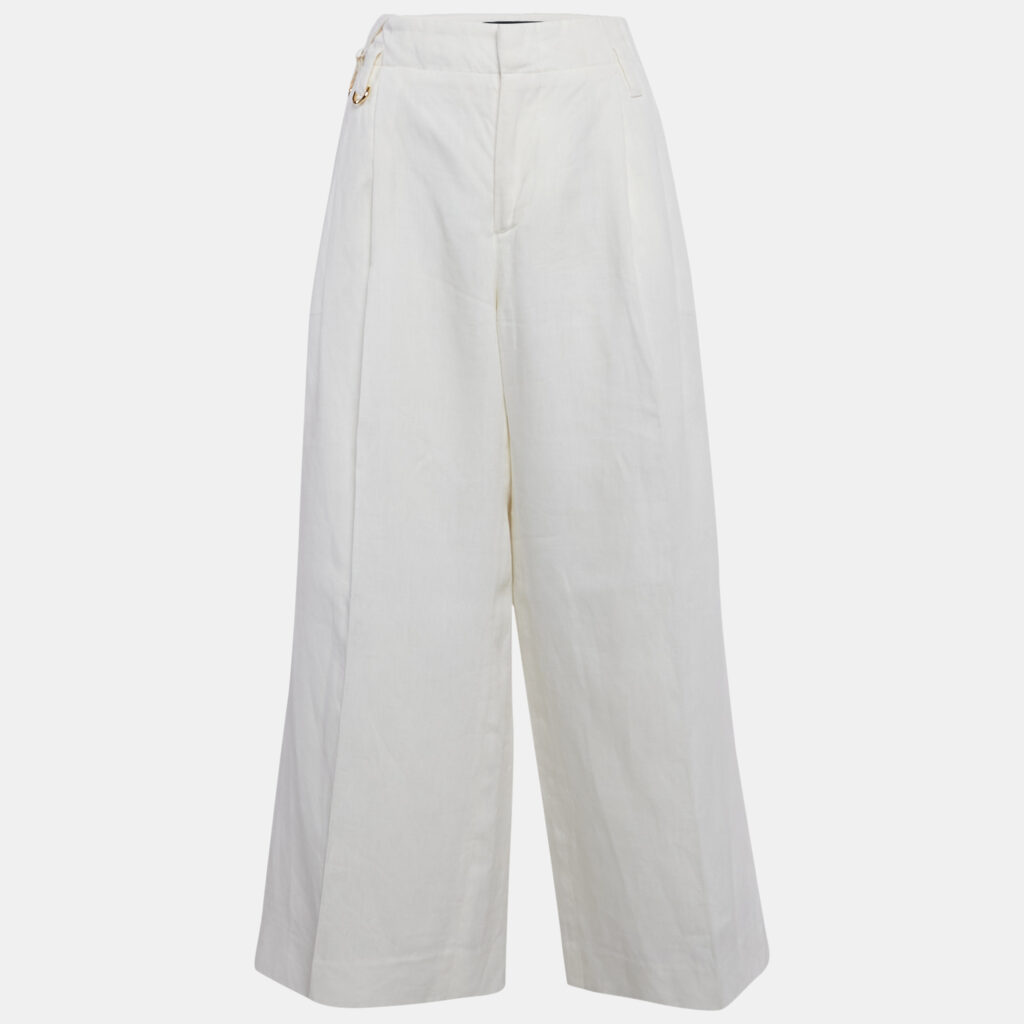 luxury-women-jacquemus-used-clothes-p1091675-004 Jacquemus Off-White Linen Wide-Leg Cropped Pants L