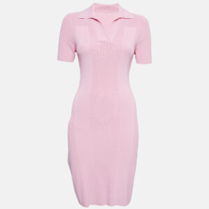Jacquemus Pink Rib Knit Back Open Mini Dress M