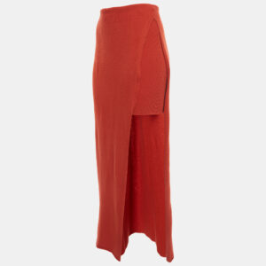 Jacquemus La Jupe Peron Brick Red Wool Blend High-Slit Maxi Skirt M