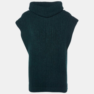 Jacquemus Dark Green Merino Wool Knit Cut-Out Turtleneck Vest XS