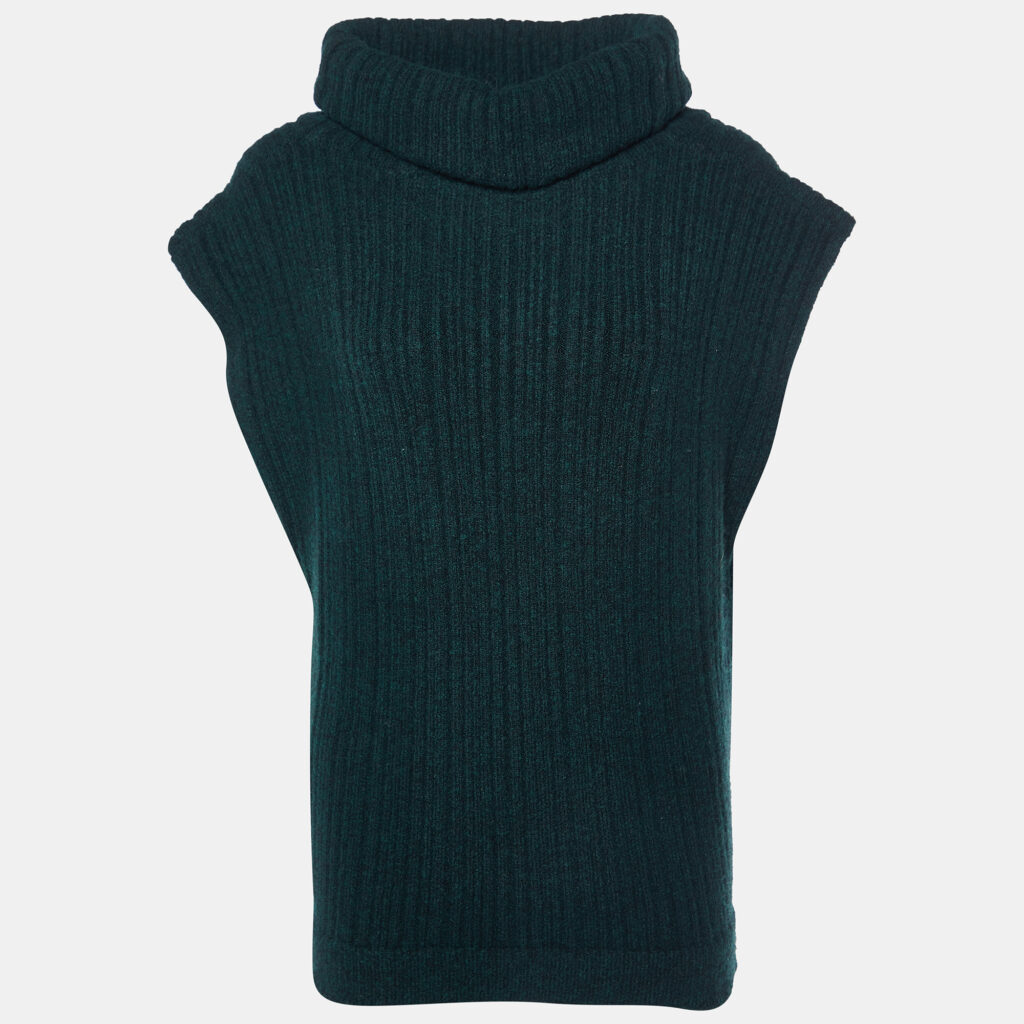luxury-women-jacquemus-used-clothes-p951953-002 Jacquemus Dark Green Merino Wool Knit Cut-Out Turtleneck Vest XS