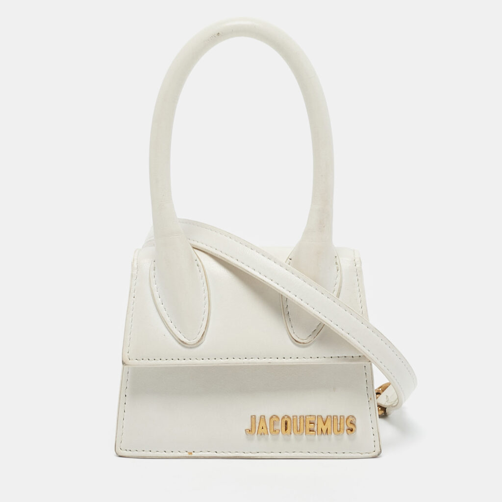 luxury-women-jacquemus-used-handbags-p1157900-005 Jacquemus White Leather Mini Le Chiquito Top Handle Bag