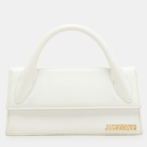 Jacquemus White Leather Long Le Chiquito Top Handle Bag