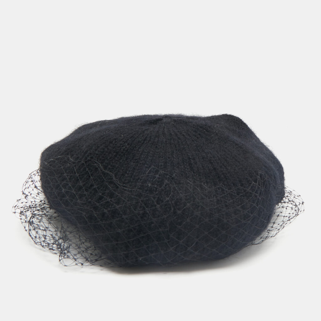 luxury-women-jennifer-behr-used-accessories-p1161409-007 Jennifer Behr Black Wool Knit Veil Trim Beanie One Size