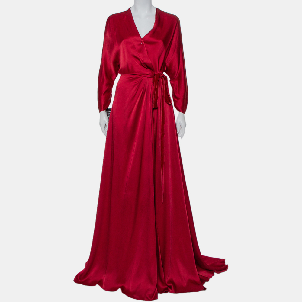 luxury-women-jenny-packham-new-clothes-p433990-008 Jenny Packham Burgundy Satin Trail Detail Wrap Gown M