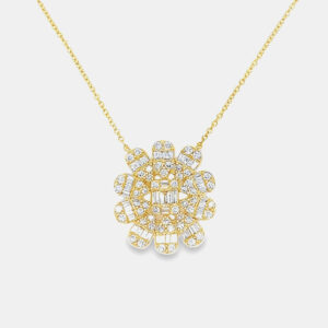 14K Yellow Gold Diamond Flower Pendant Necklace (0.75 ctw)