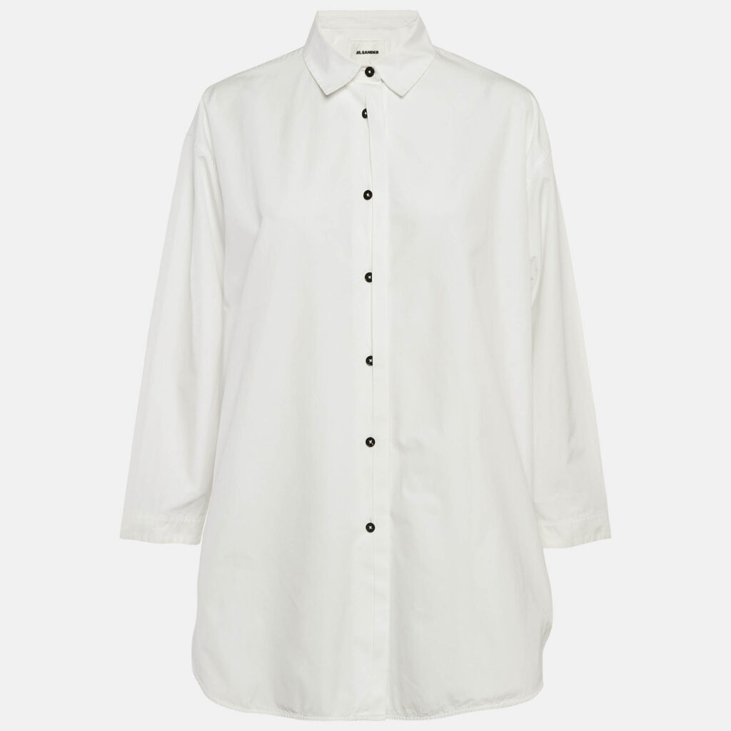 Jil Sander White Cotton Button Front Oversized Shirt S