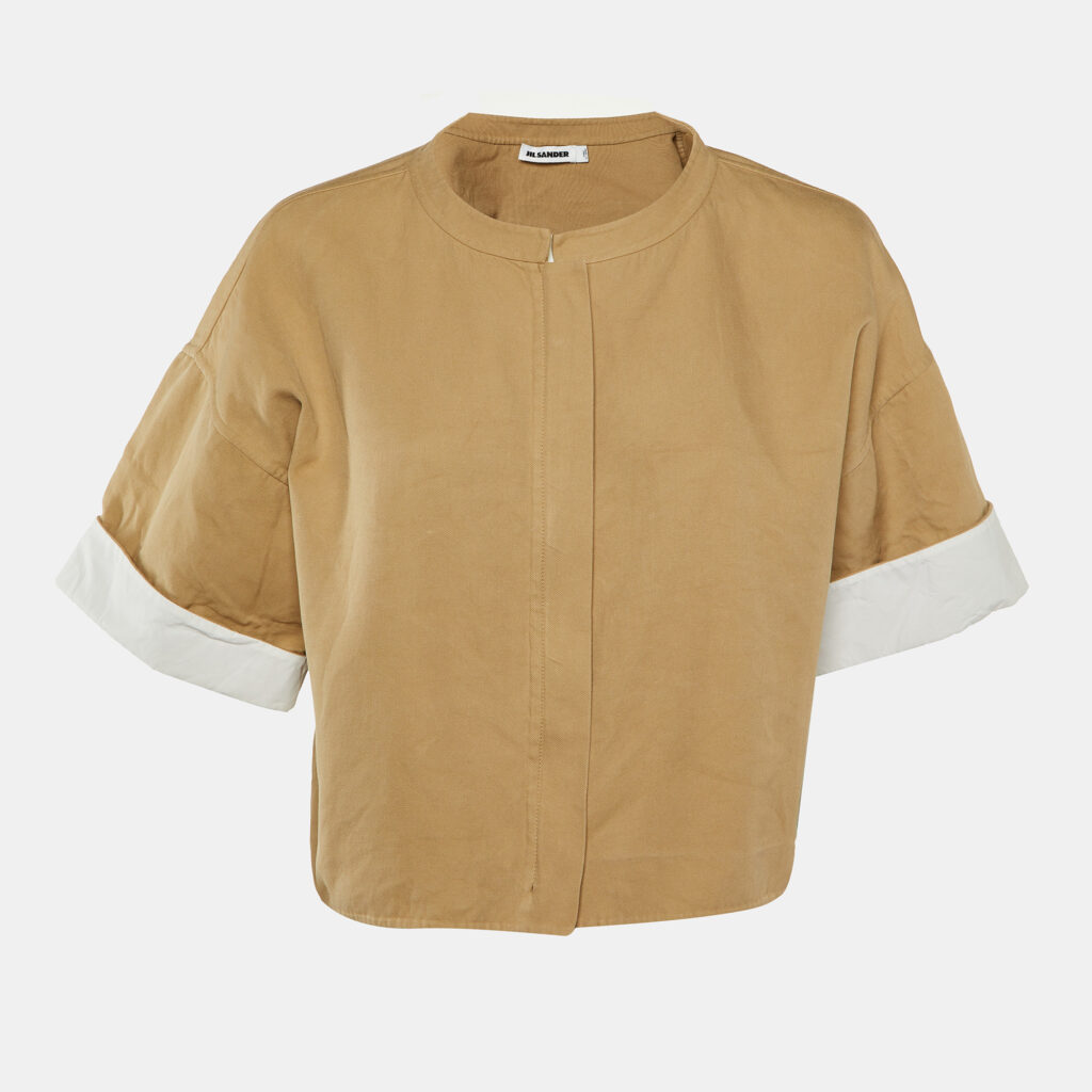 luxury-women-jil-sander-used-clothes-p1142163-004 Jil Sander Beige Cotton Cropped Oversized Jacket M