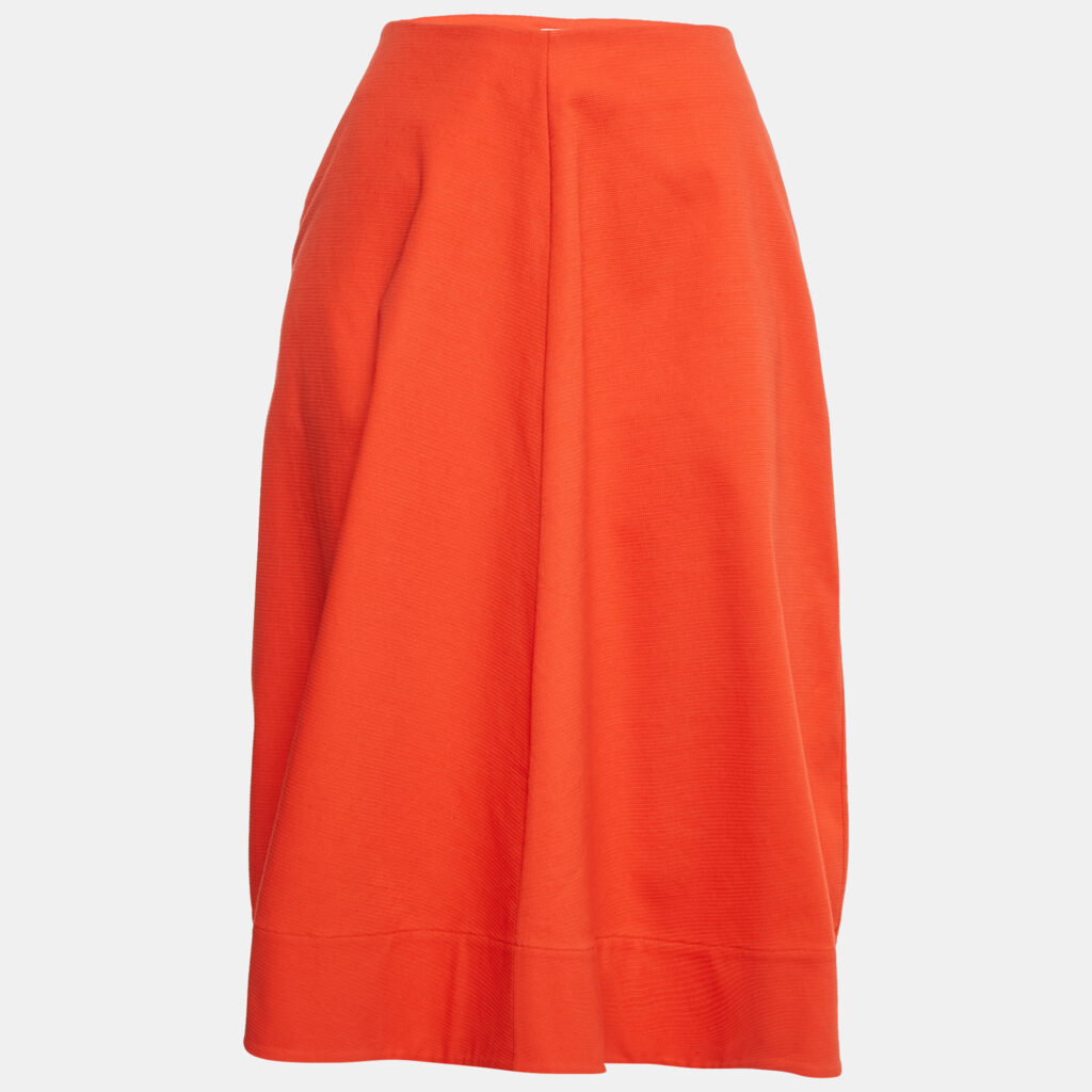 luxury-women-jil-sander-used-clothes-p1164279-006 Jil Sander Orange Cotton Midi Skirt M