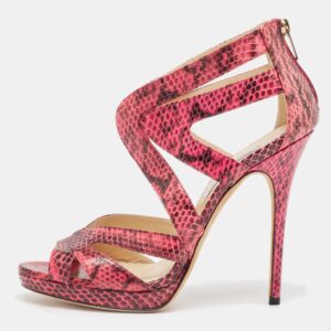 Jimmy Choo Pink Python Collar Platform Sandals Size 41