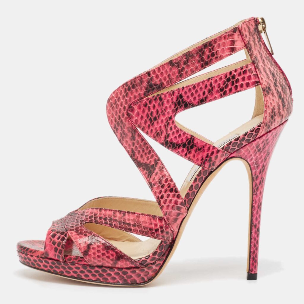 luxury-women-jimmy-choo-new-shoes-p1104195-004 Jimmy Choo Pink Python Collar Platform Sandals Size 41