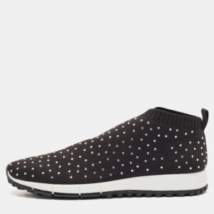 Jimmy Choo Black Knit Fabric Norway Slip On Sneakers Size 39.5