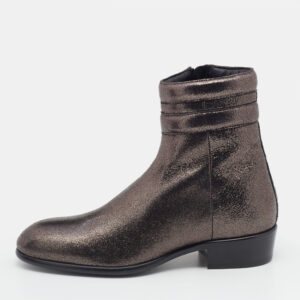 Jimmy Choo Metallic Dark Brown Leather Jimi Ankle Boots Size 40