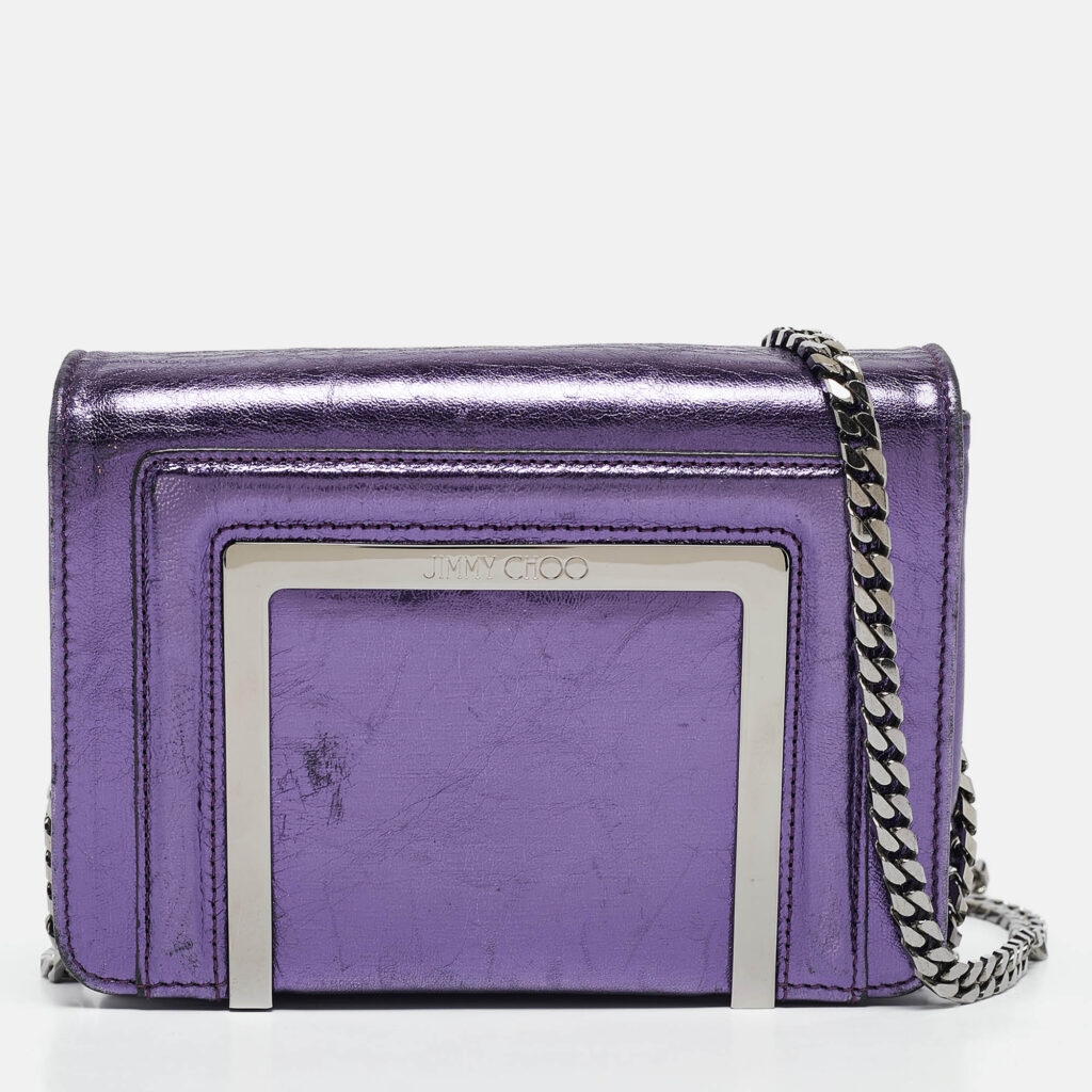 luxury-women-jimmy-choo-used-handbags-p1107271-015 Jimmy Choo Metallic Purple Leather Ava Crossbody Bag