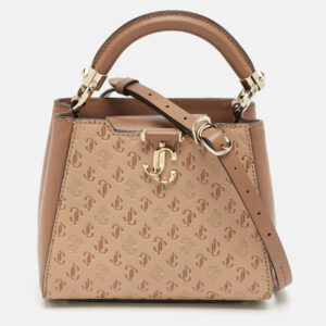 Jimmy Choo Two Tone Brown Embossed Leather Mini Varenne Top Handle Bag