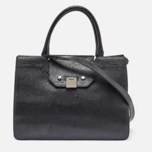 Jimmy Choo Black Leather Flap Riley Tote