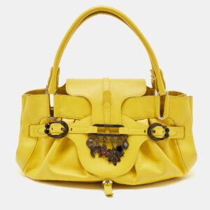 Jimmy Choo Yellow Leather Tulita Charm Shoulder Bag