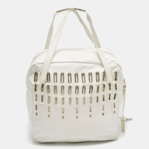 jimmy choo white leather dessy satchel