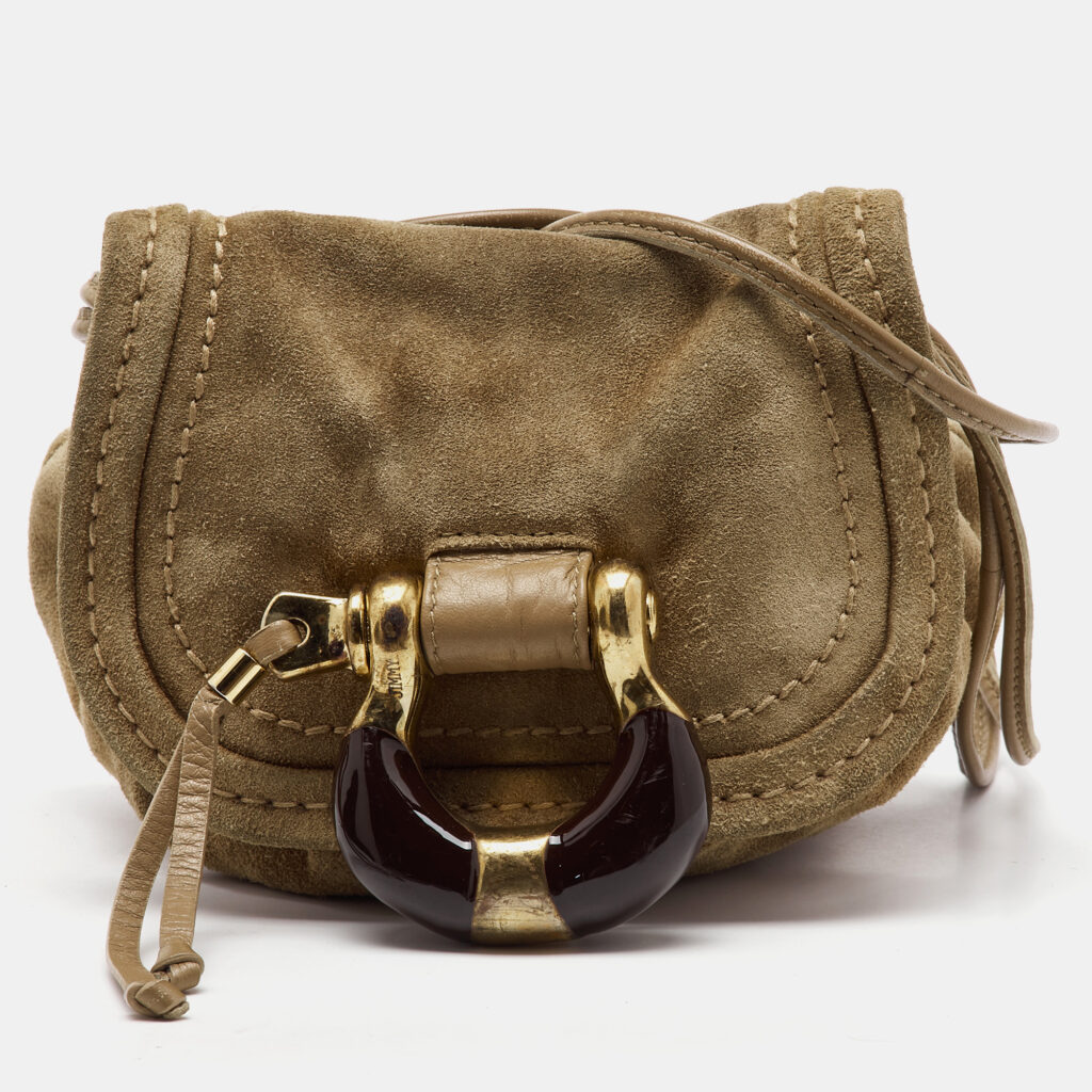 Jimmy Choo Light Brown Suede Mini Flap Crossbody Bag