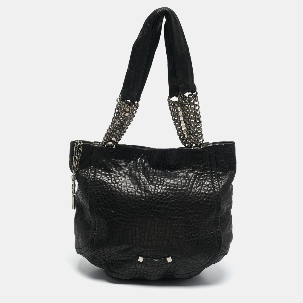 luxury-women-jimmy-choo-used-handbags-p1157260-007 Jimmy Choo Black Pebbled Leather Large Nica Tote