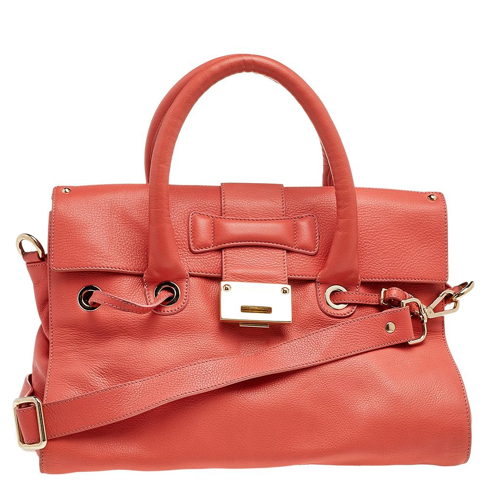 luxury-women-jimmy-choo-used-handbags-p500790-008-2 Jimmy Choo Coral Leather Rosalie Satchel