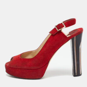 Jimmy Choo Red Suede Lexy Slingback Sandals Size 38