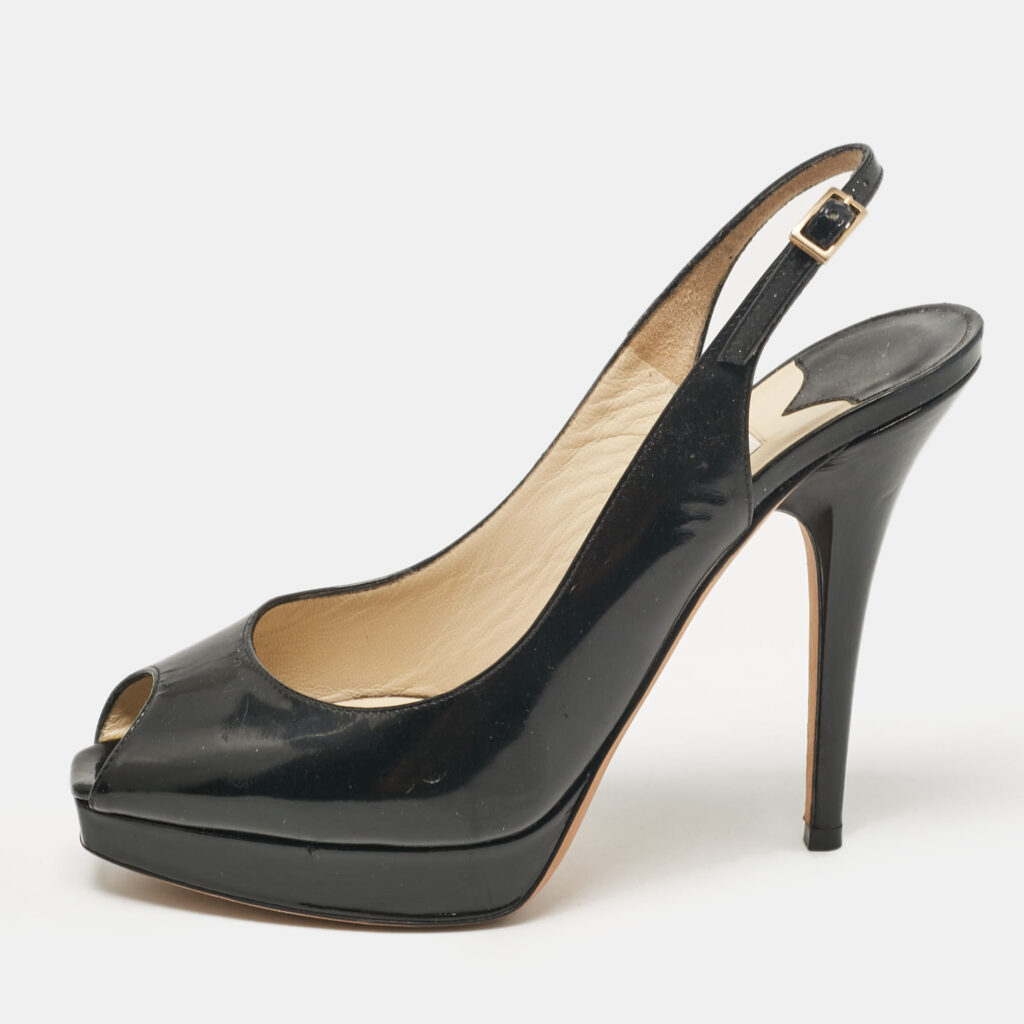 luxury-women-jimmy-choo-used-shoes-p1037102-001 Jimmy Choo Black Patent Leather Nova Peep Toe Pumps Size 36.5