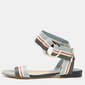Jimmy Choo Multicolor Canvas Ankle Strap Sandals Size 37