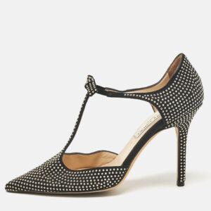 Gianvito Rossi Black Studded Suede and PVC Plexi Pumps Size 36