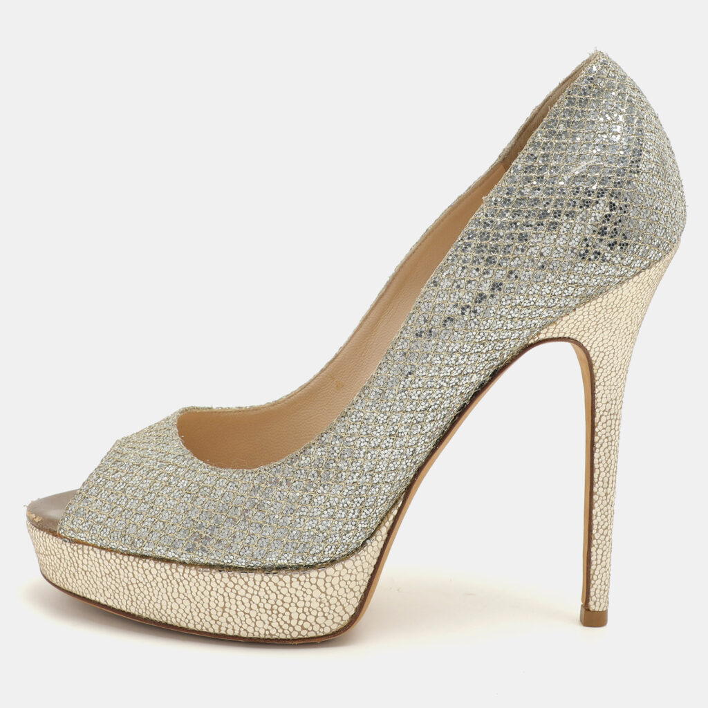 luxury-women-jimmy-choo-used-shoes-p1069384-001 Jimmy Choo Gold Glitter Luna Platform Pumps Size 38.5