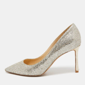 Jimmy Choo Gold/Silver Lurex Fabric Romy Pumps Size 35.5