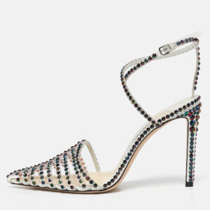 Jimmy Choo Transparent PVC Crystal Embellished Tamai Sandals Size 37.5