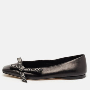 Jimmy Choo Black Leather Bow Veda Ballet Flats Size 36