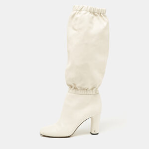 Jimmy Choo White Leather Maxyn Knee Length Boots Size 43