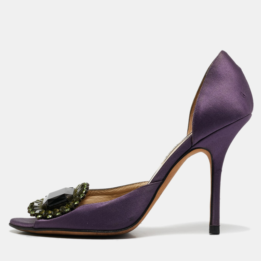 luxury-women-jimmy-choo-used-shoes-p1103106-001 Jimmy Choo Purple Satin Kendal Open Toe Pumps Size 39