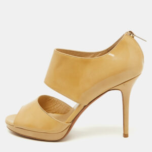 Jimmy Choo Beige Patent Leather Open Toe Pumps Size 40