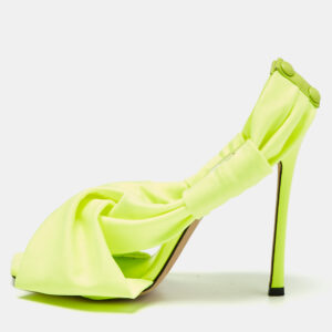 Jimmy Choo Green Fabric Slingback Sandals Size 37.5