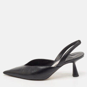 Jimmy Choo Black Leather Maryanne Pointed Toe Slingback Pumps Size 36