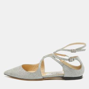 Jimmy Choo Silver Glitter Lancer Flats Size 36