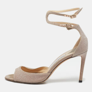 Jimmy Choo Gold Glitter Annie Ankle Strap Sandals Size 39