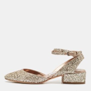 Jimmy Choo Metallic Glitter Micky Ankle Strap Sandals Size 37