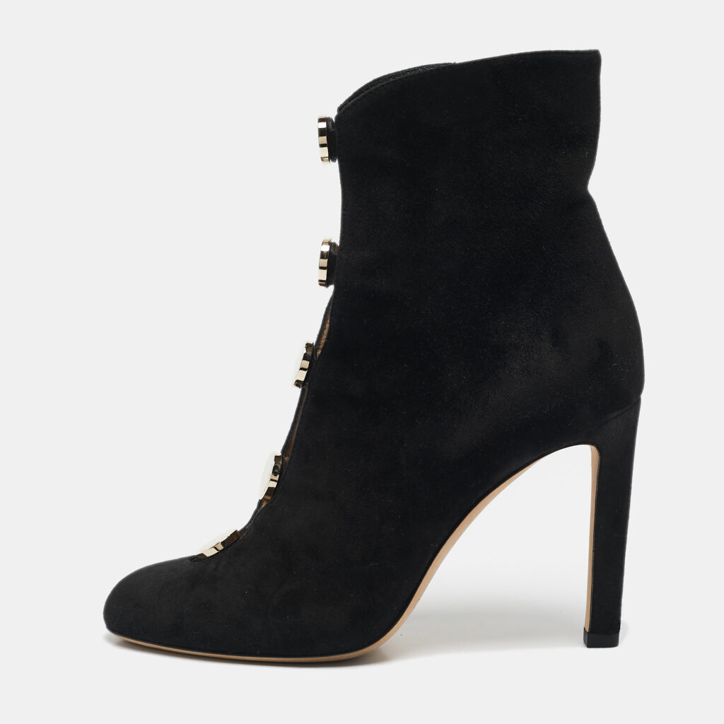 Jimmy Choo Black Suede Loretta Ankle Length Boots 37