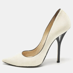Jimmy Choo Cream Calf Hair Romy Pointed Toe Pumps Size 40