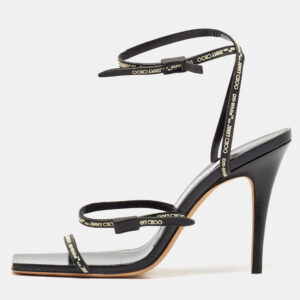 Jimmy Choo Black Leather Ankle Strap Sandals Size 39